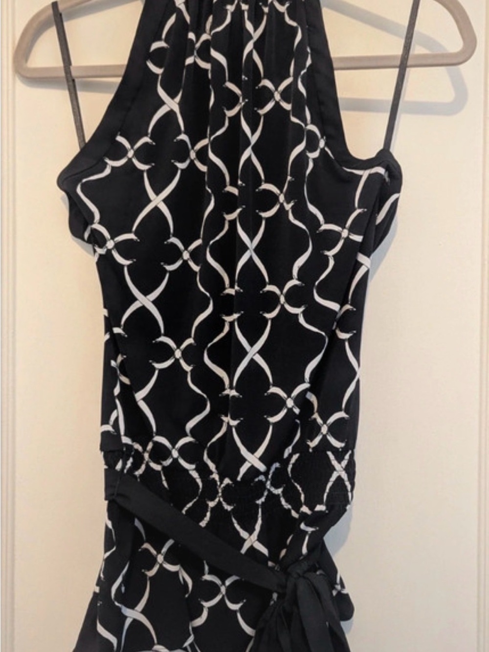 White House Black Market Black & White Halter Print Camisole